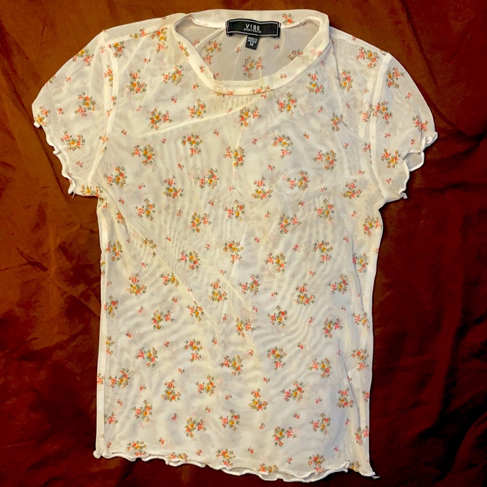 See through shirt with flower designs 😘🧡